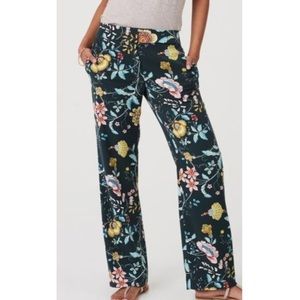 LOFT green floral trousers